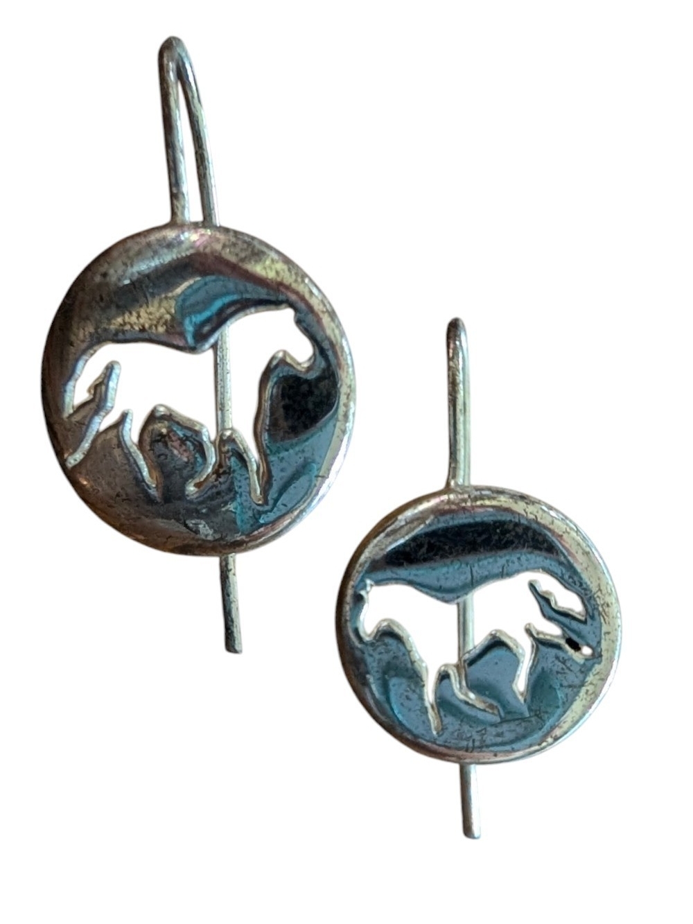 Silver Horse Motif Hook Earrings